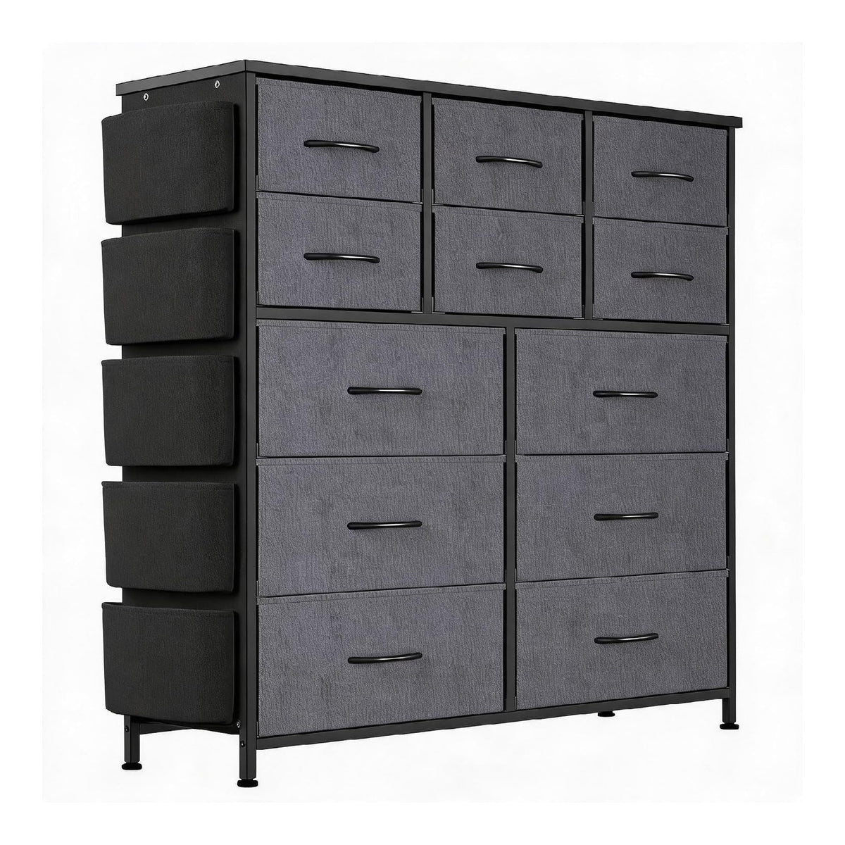 Commode de rangement reglable avec tiroirs gris