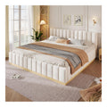 Cadres de lit finition bois structure metal beige