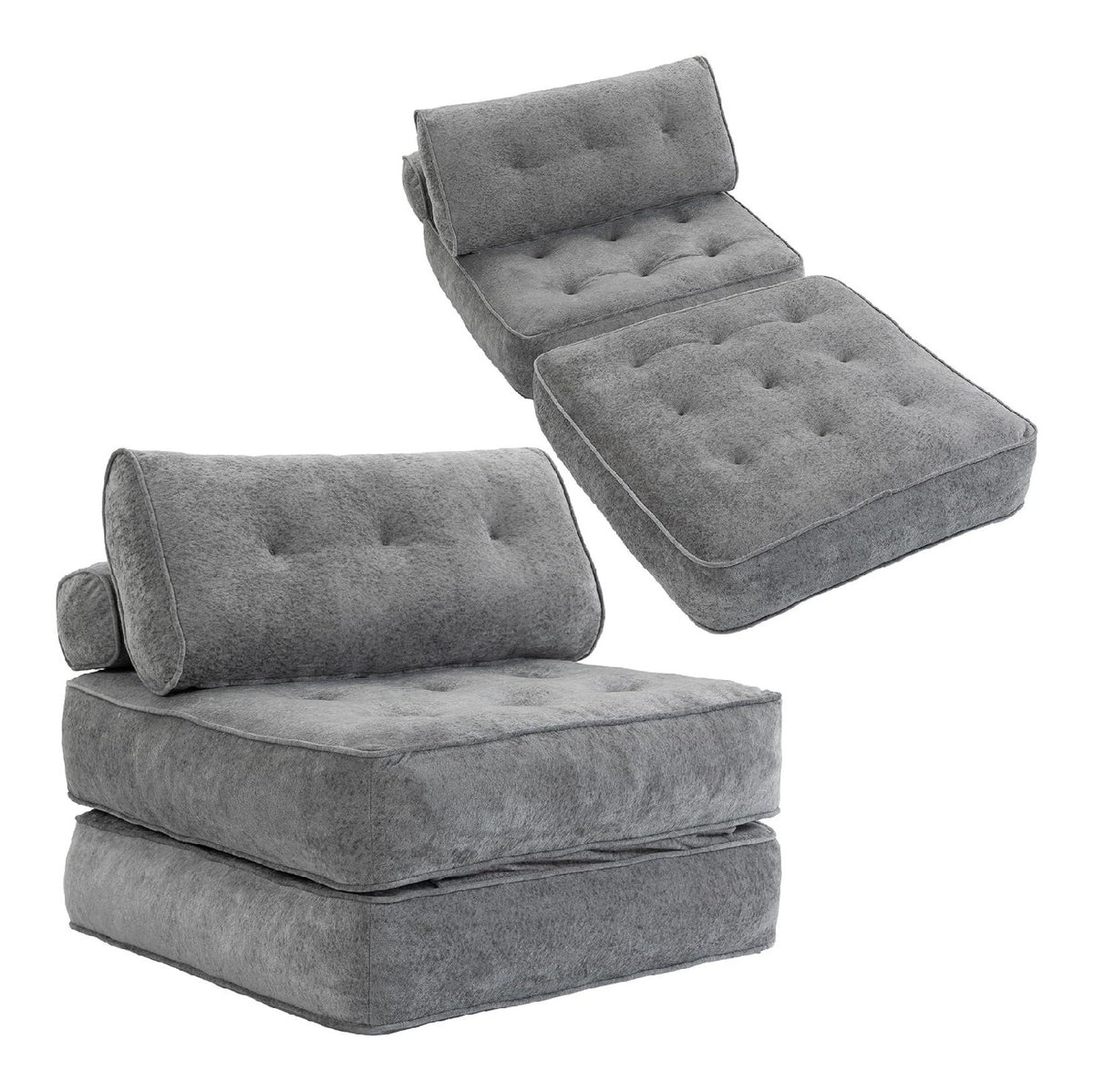 Fauteuil confortable avec rangement ferme pliable gris clair