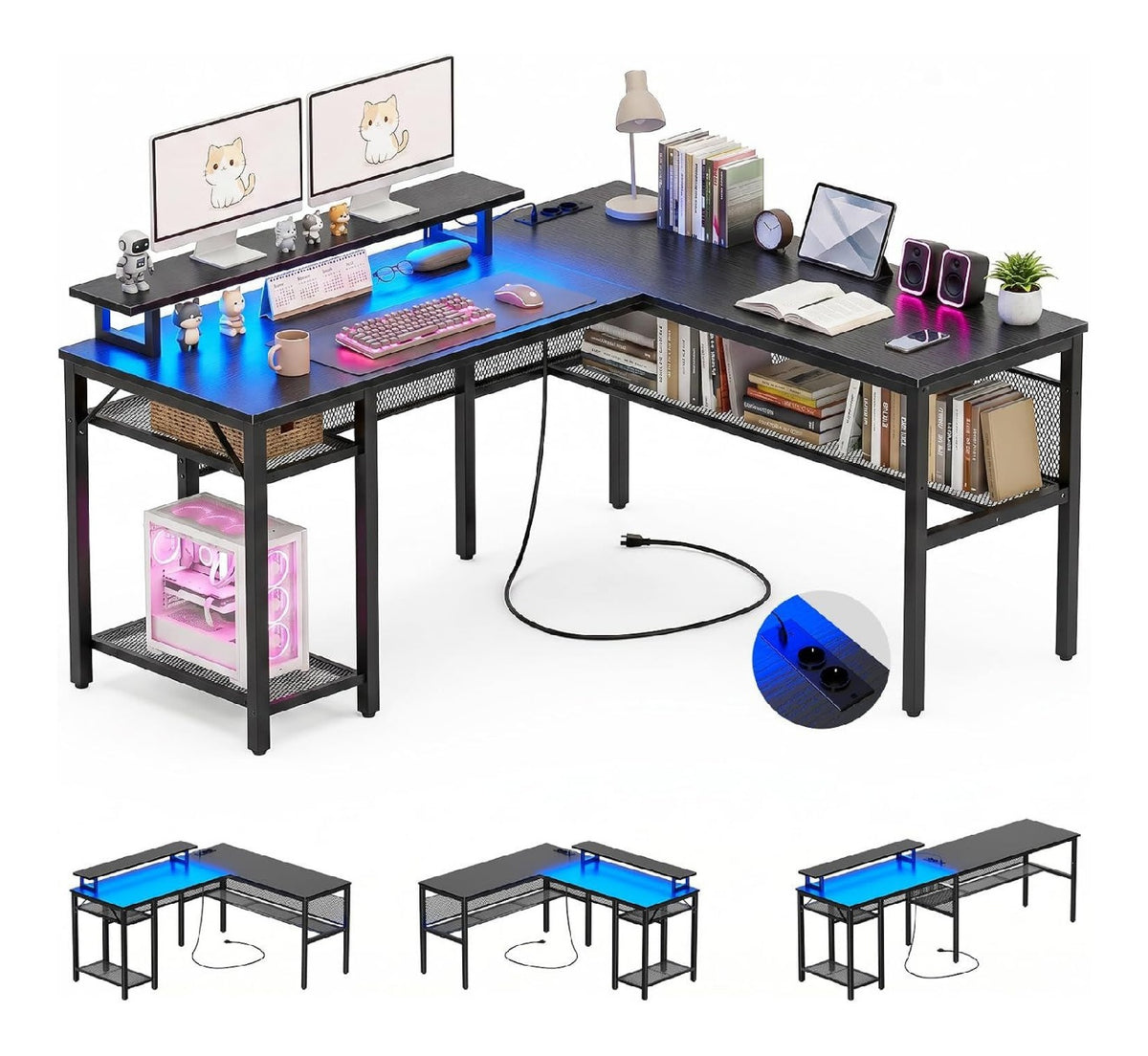 Bureau fonctionnel reglable electrique noir