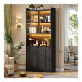 Armoires vitrees de presentation reglable avec rangement ferme noir