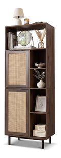 Commode de rangement reglable avec rangement ferme marron