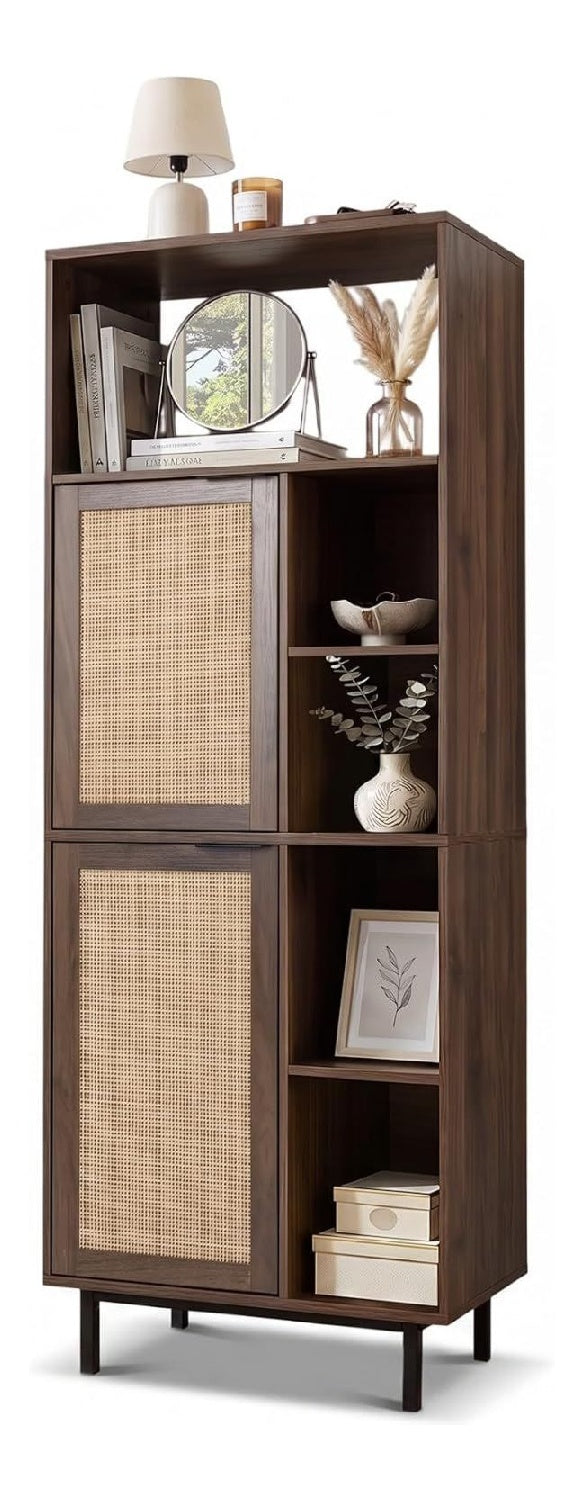 Commode de rangement reglable avec rangement ferme marron