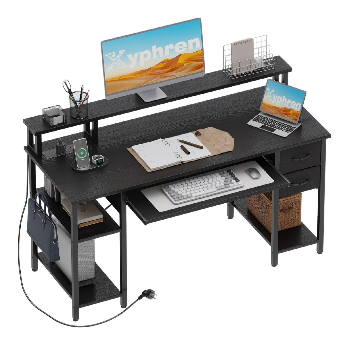 Bureau fonctionnel reglable electrique noir 50 x 120 x 75 centim