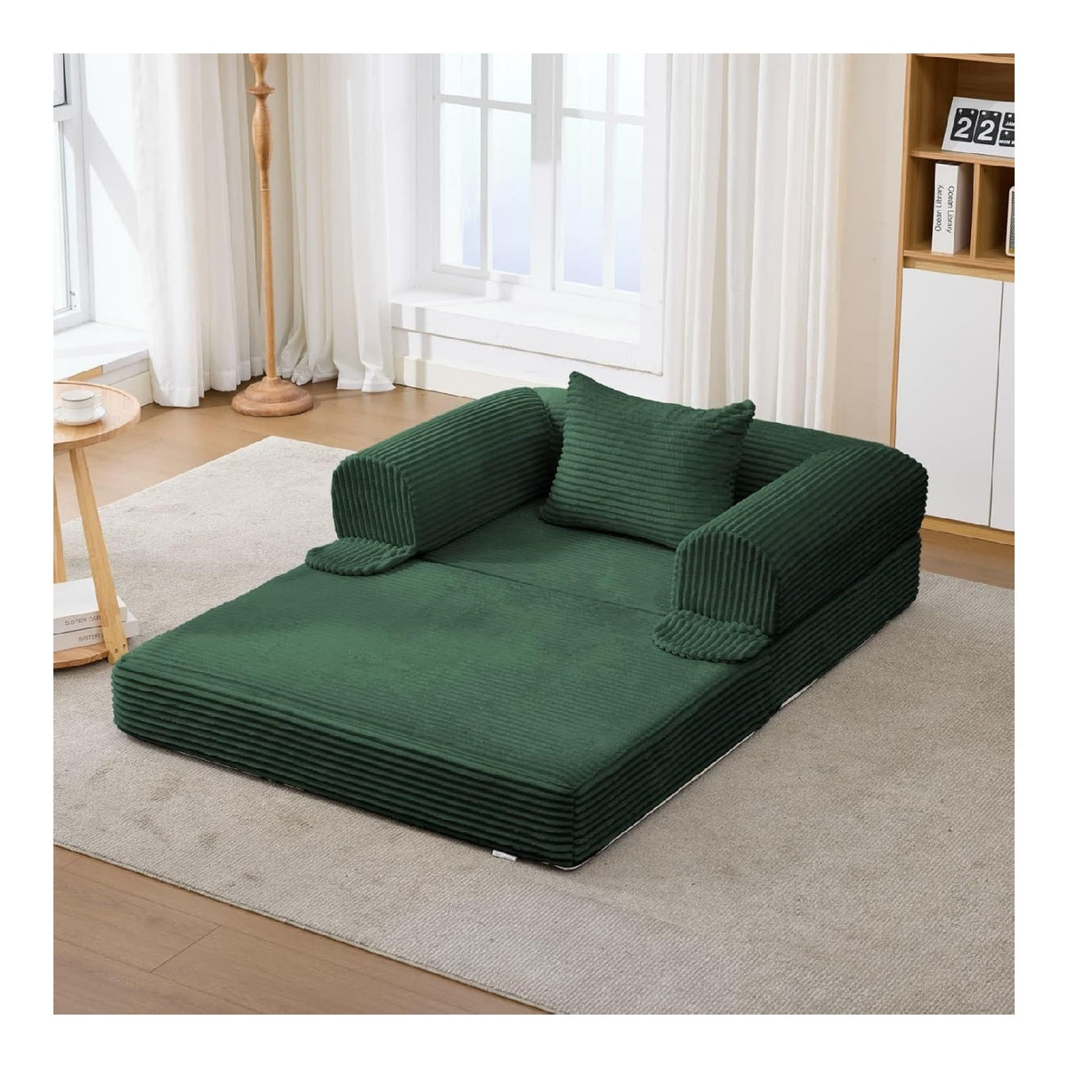 Canapes et divans avec rangement ferme revetement velours vert 120 x 85 x 65 cm