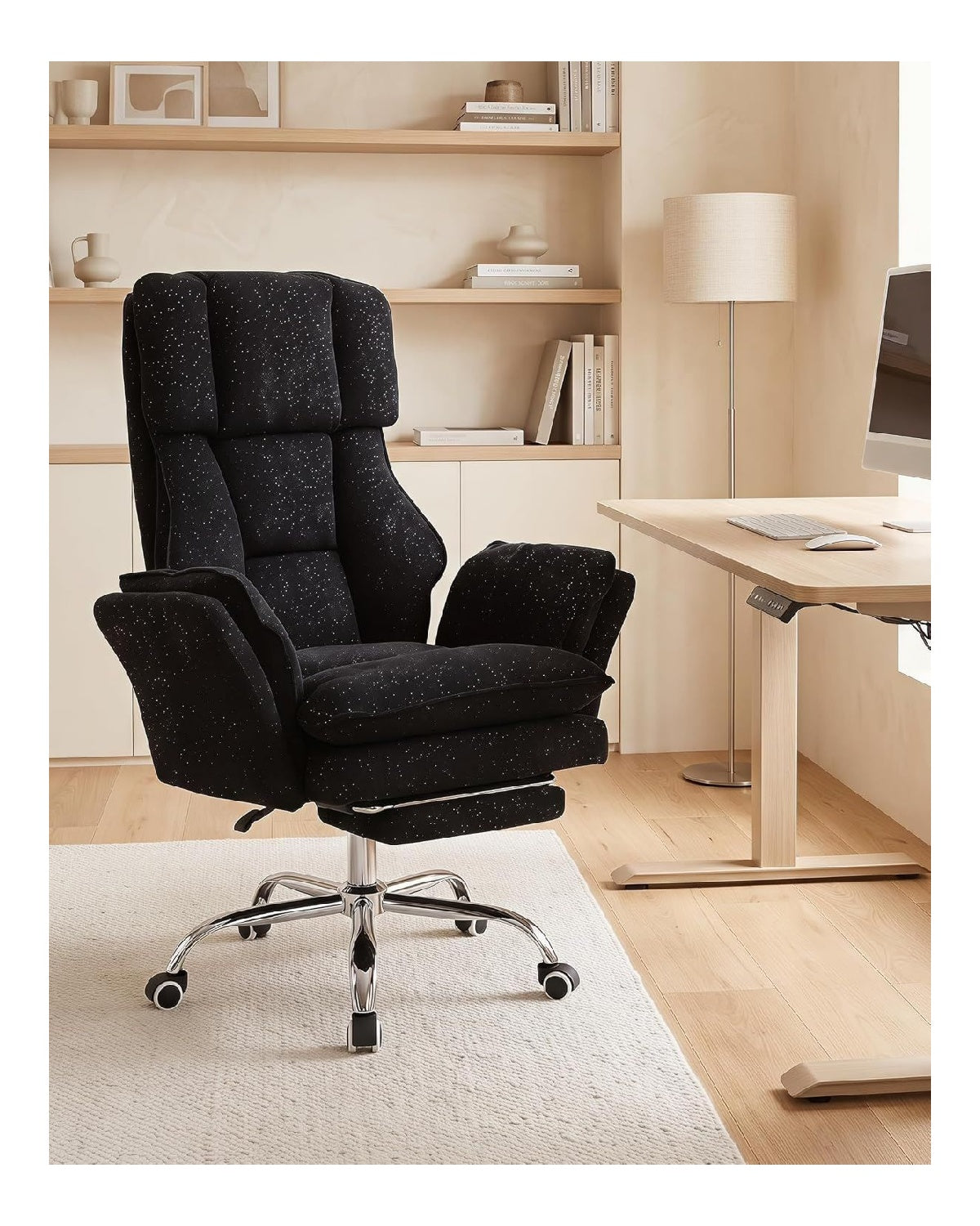 Chaises de Gamer avec rangement ferme sur roulettes noir