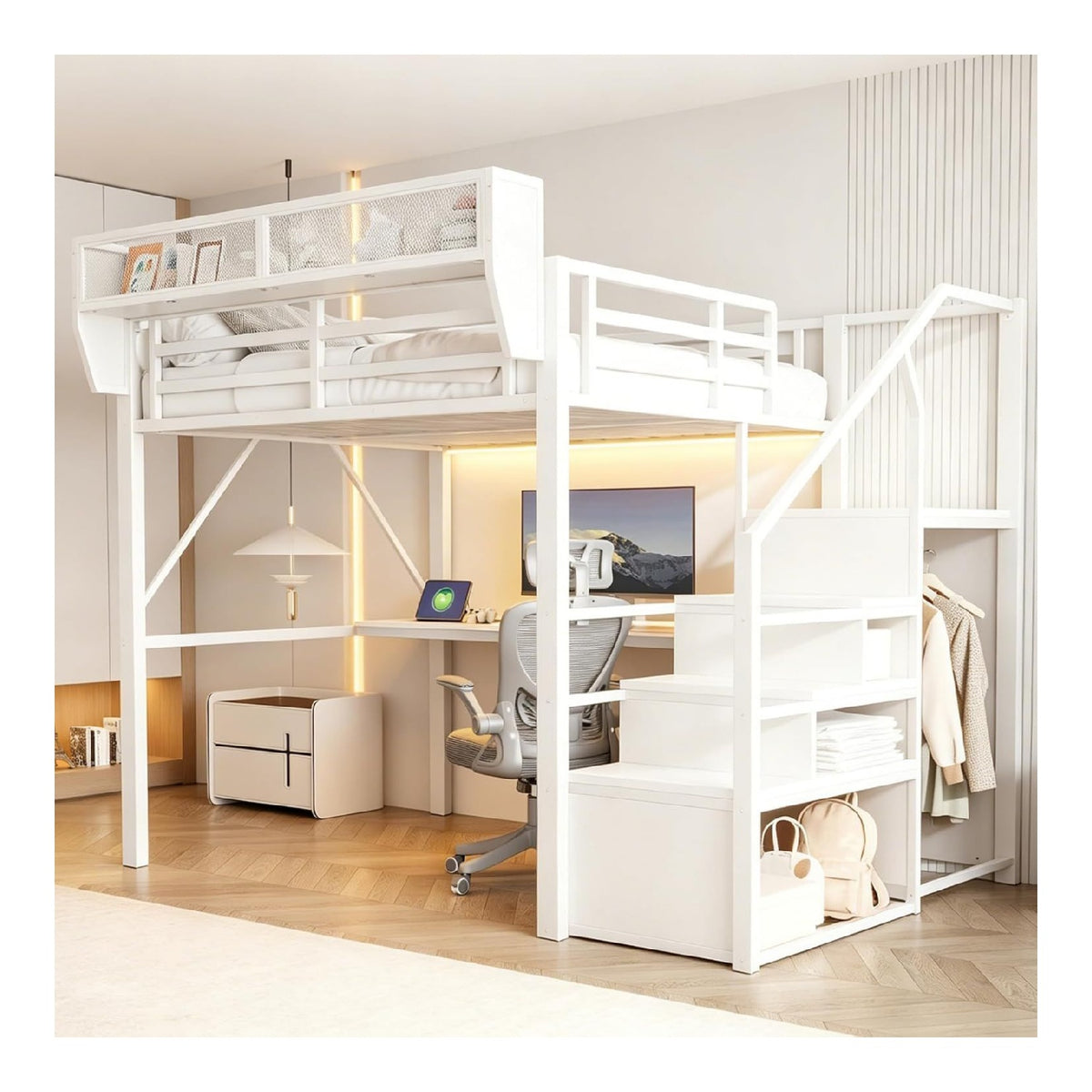 Lits reglable structure metal blanc