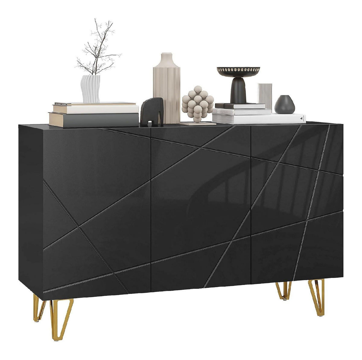 Buffets, credences et vaisseliers reglable structure metal noir