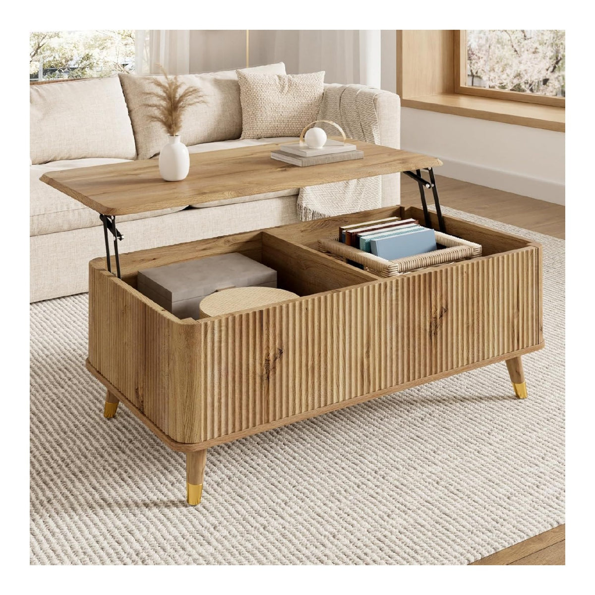 Table basse reglable inclinable naturel