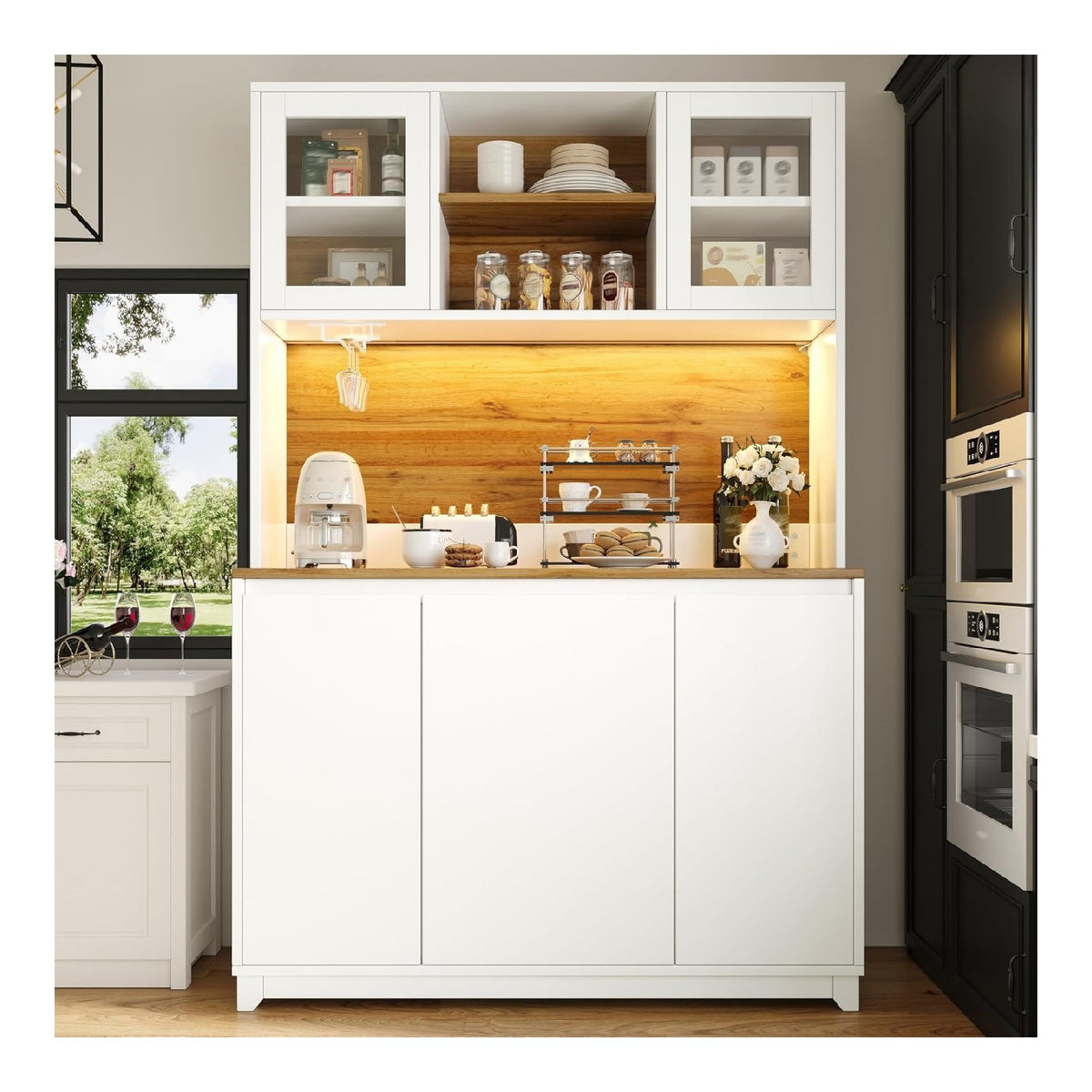 Buffets, credences et vaisseliers avec rangement ferme structure metal noir