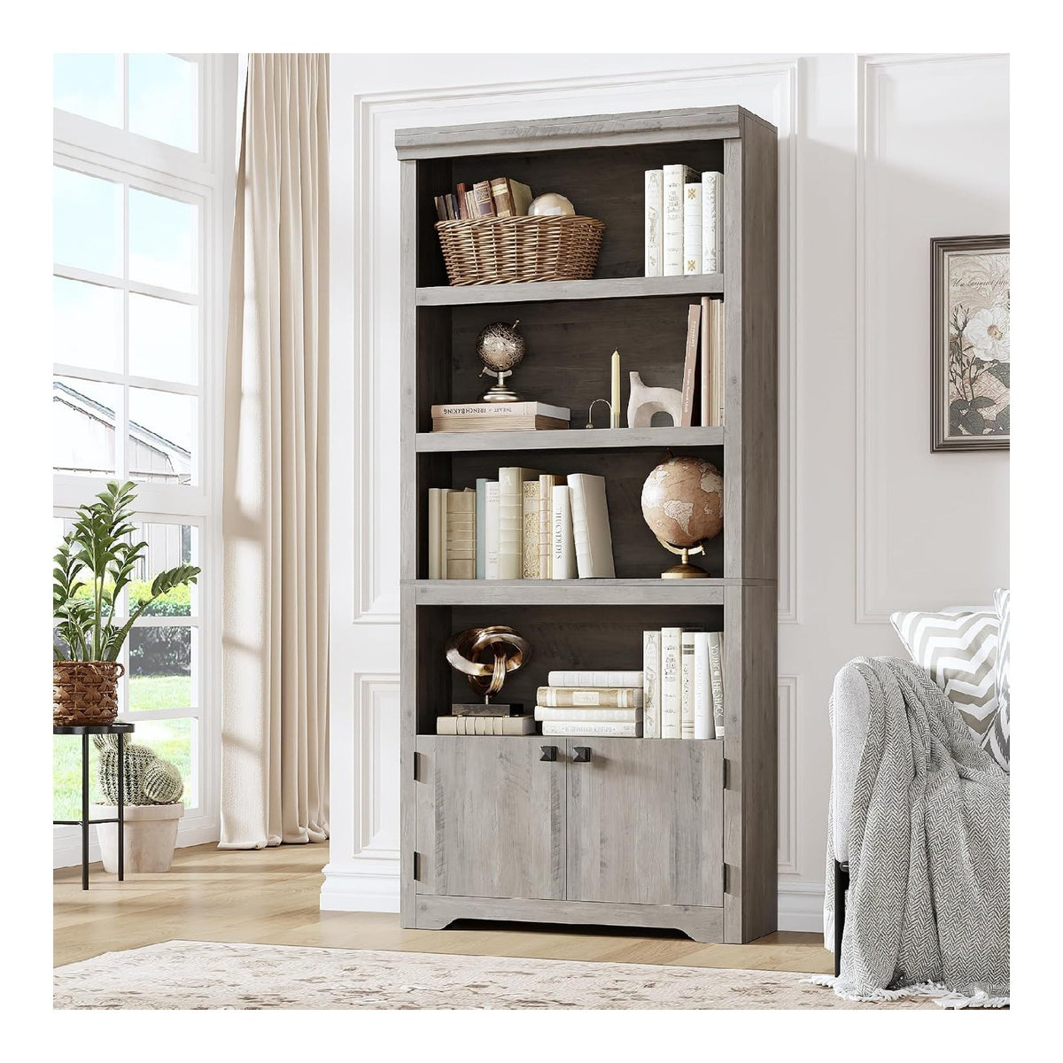 Bibliotheque reglable avec rangement ferme noir 60 x 29,5 x 174,5 centim