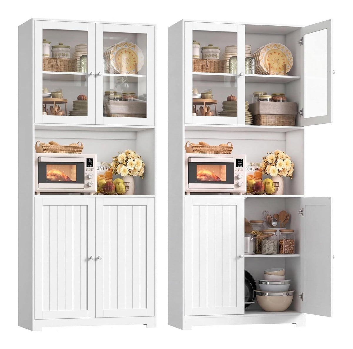 Buffets, credences et vaisseliers avec rangement ferme inclinable blanc