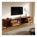 Banc TV avec tiroirs avec rangement ferme noyer