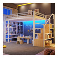 Cadres de lit avec rangement ferme structure metal blanc 2,52 x 1,45 x 1,7 m