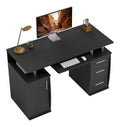 Bureau fonctionnel avec tiroirs finition bois noir