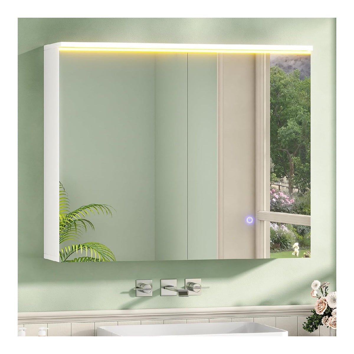 Armoires avec miroir reglable electrique blanc