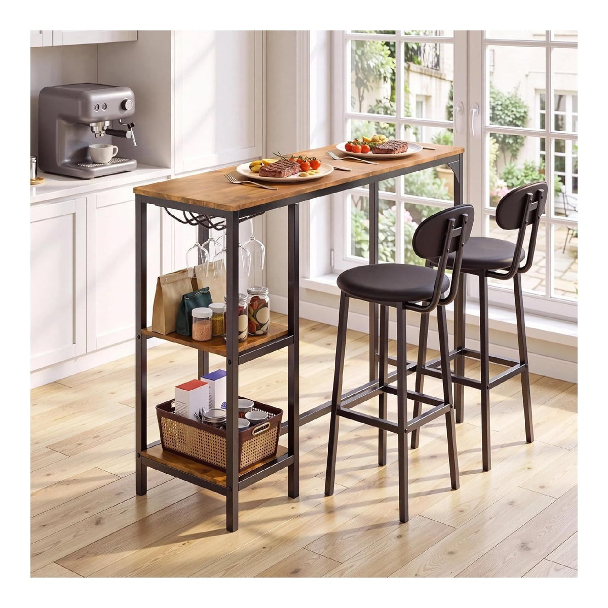 Ensembles pour bar avec rangement ferme finition bois naturel
