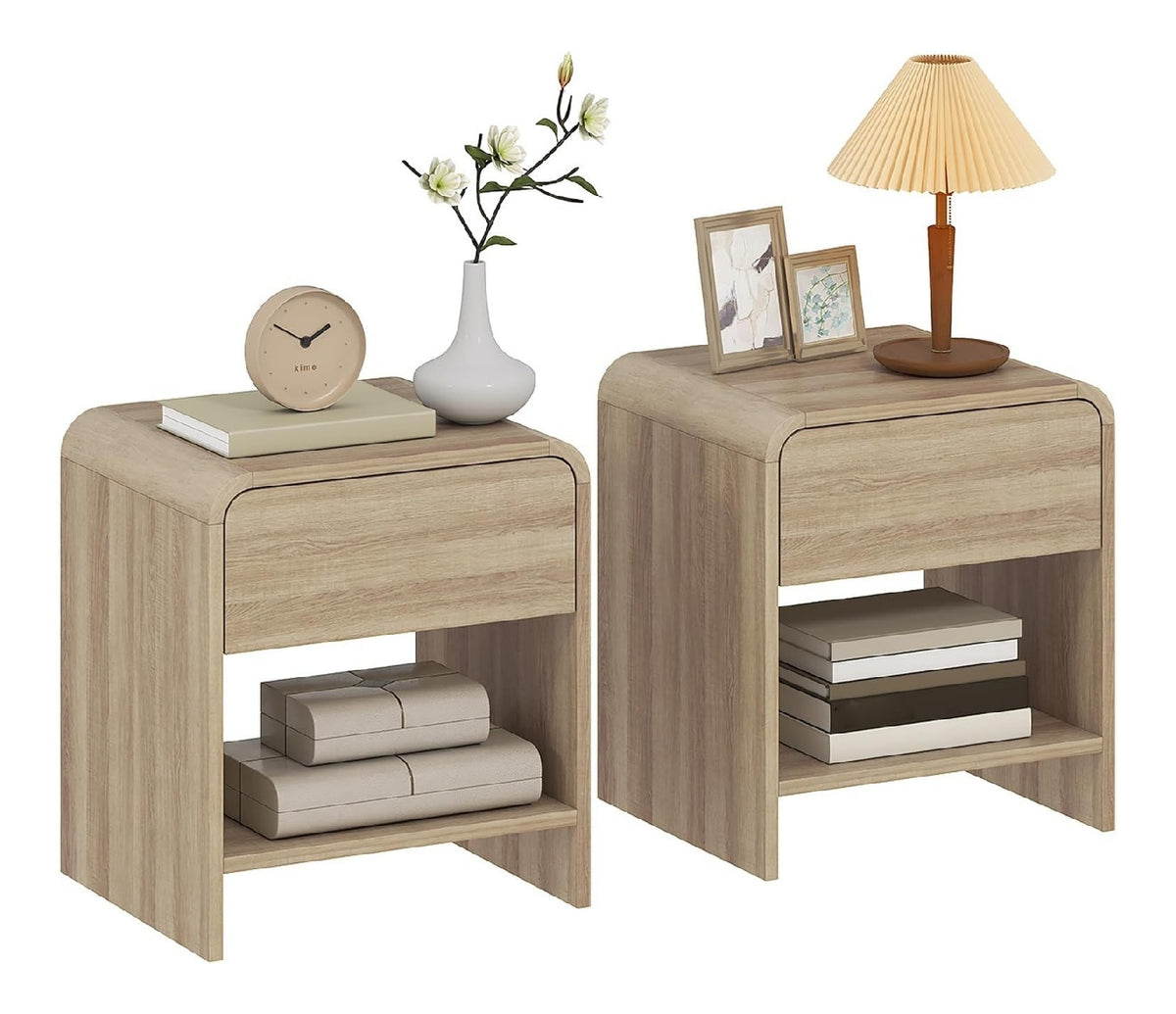 Table de chevet avec tiroirs finition bois naturel