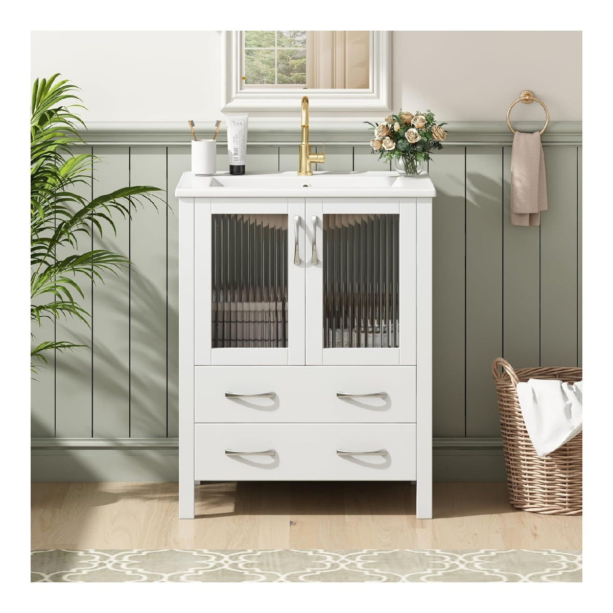 Meubles-lavabos avec tiroirs avec rangement ferme blanc 47 x 61 x 86 centim