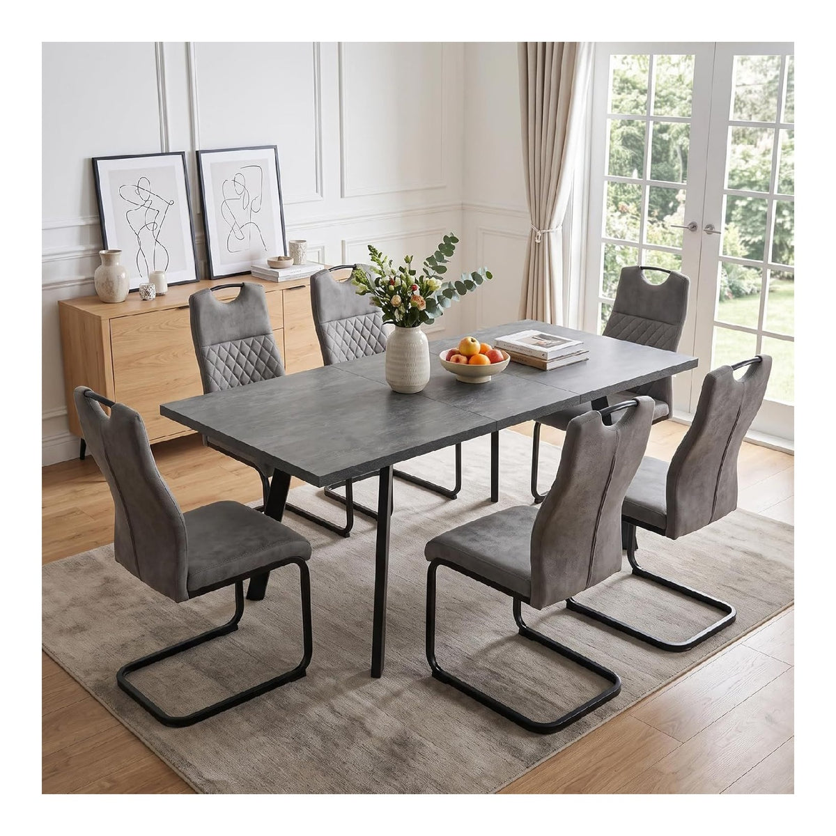 Ensembles pour salle a manger avec rangement ferme structure metal gris fonce