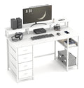 Bureau fonctionnel reglable avec tiroirs blanc 50 x 120 x 70 centim