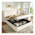 Lits finition bois structure metal beige 2,19 x 1,89 x 1 m