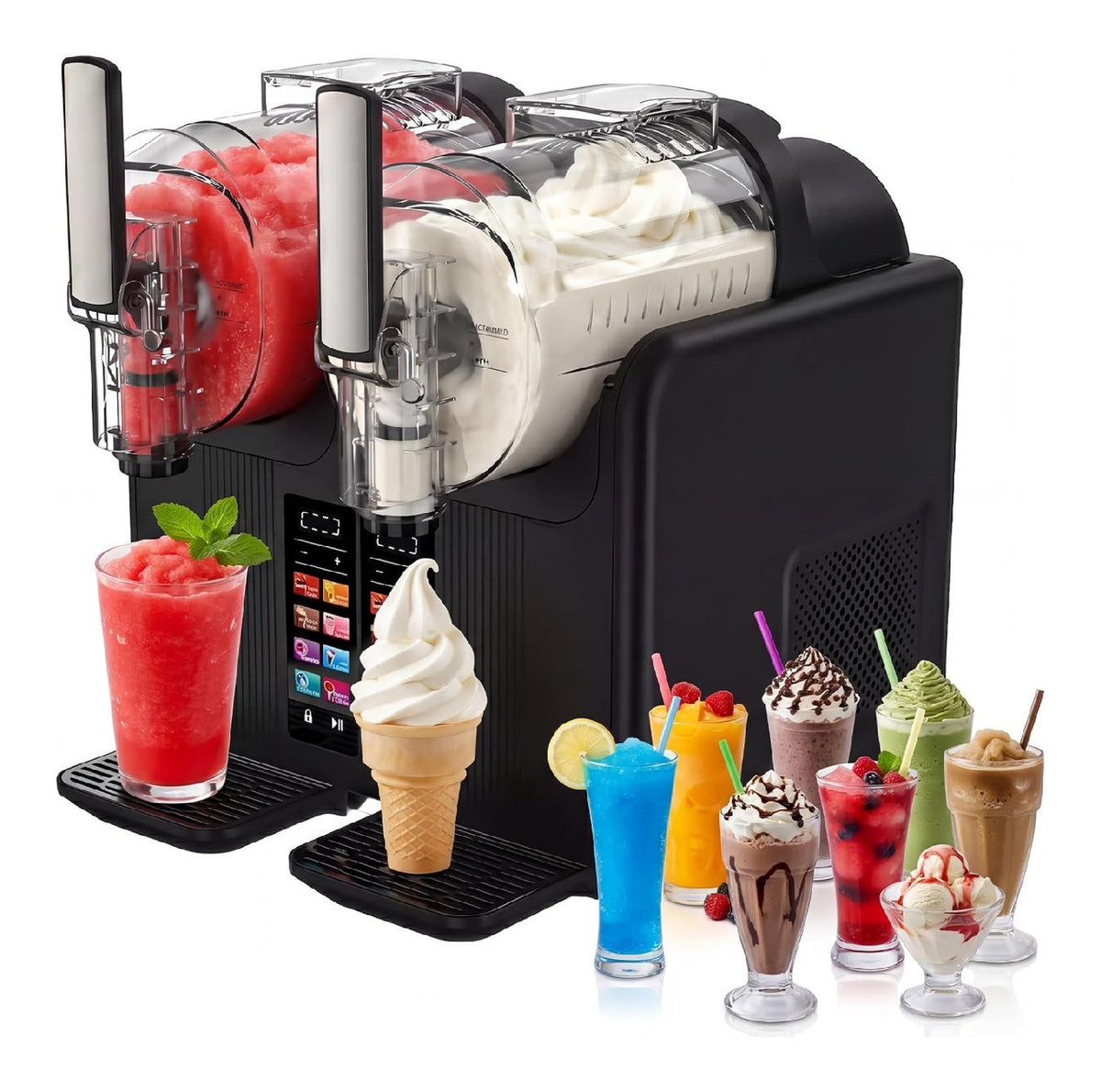 Machines a glace et sorbetieres compact avec programmes noir 2 L