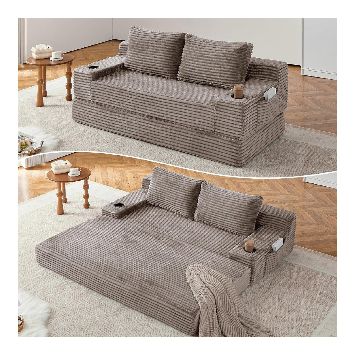 Canapes et divans avec rangement ferme finition bois marron