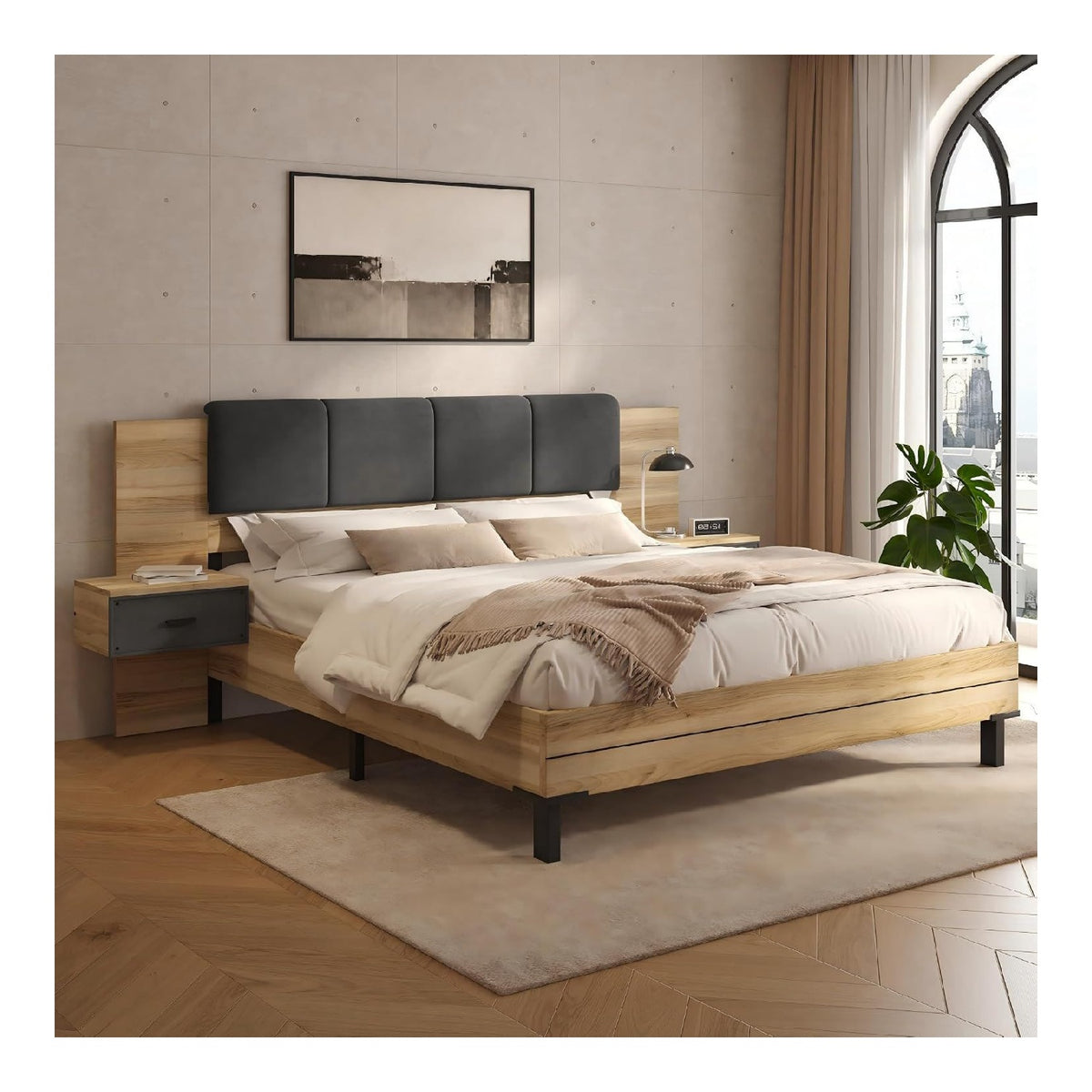Lits avec tiroirs avec rangement ferme gris fonce
