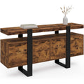 Buffet 160 cm effet bois vieilli noir avec quatre portes et style industriel moderne