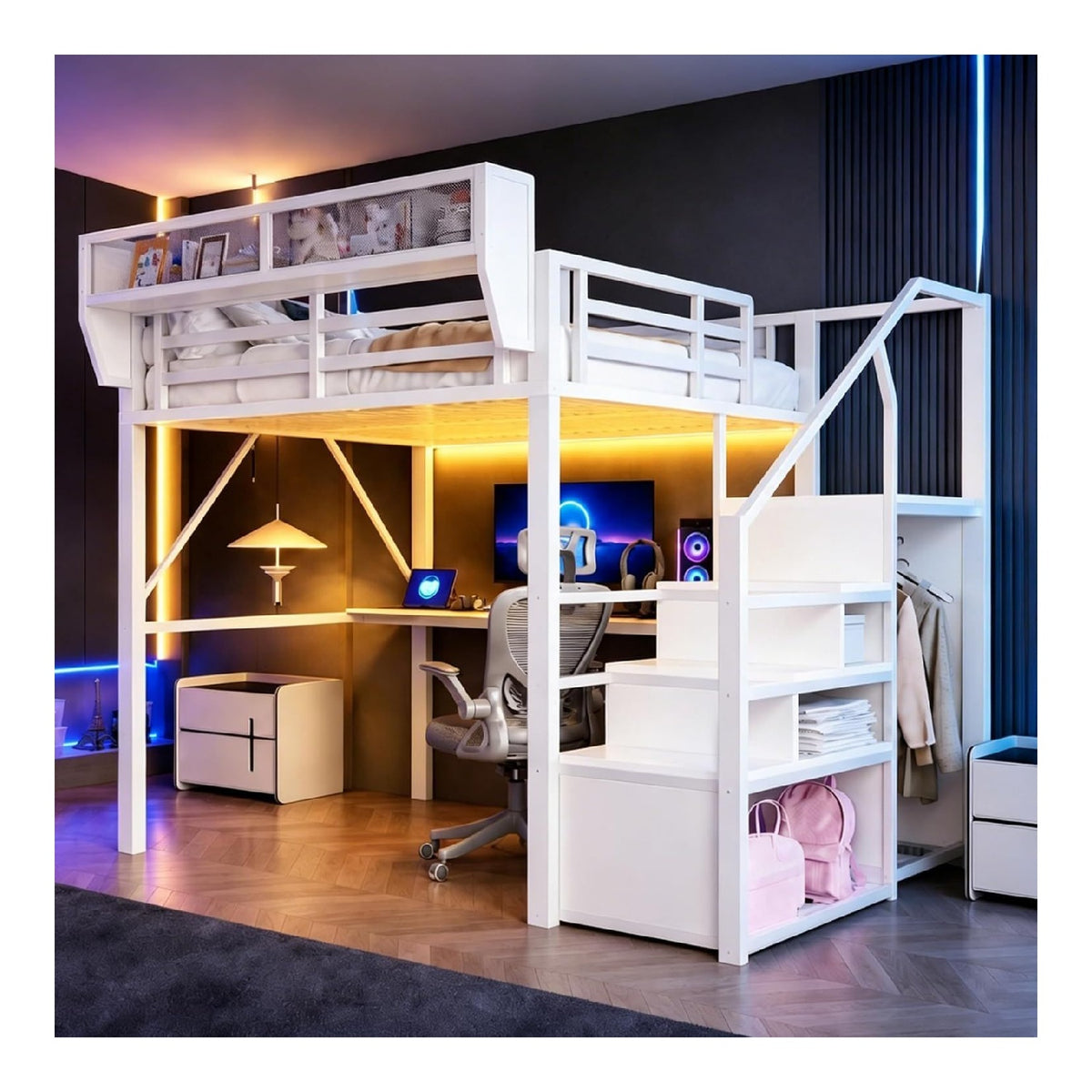 Lits electrique avec rangement ferme noir