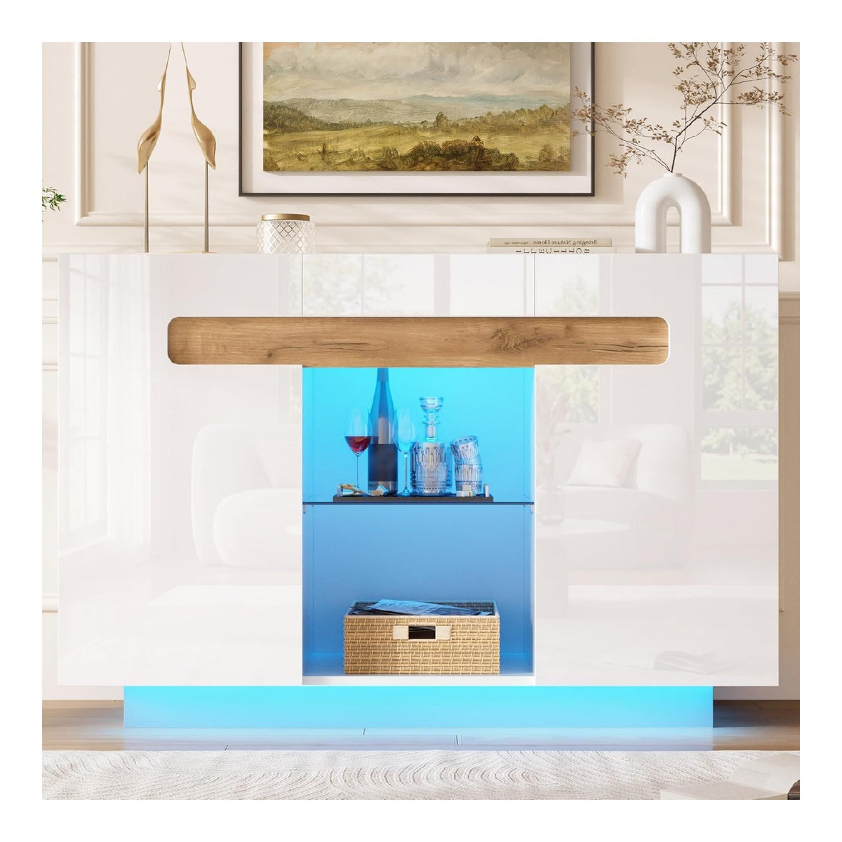 Buffets, credences et vaisseliers reglable finition bois blanc