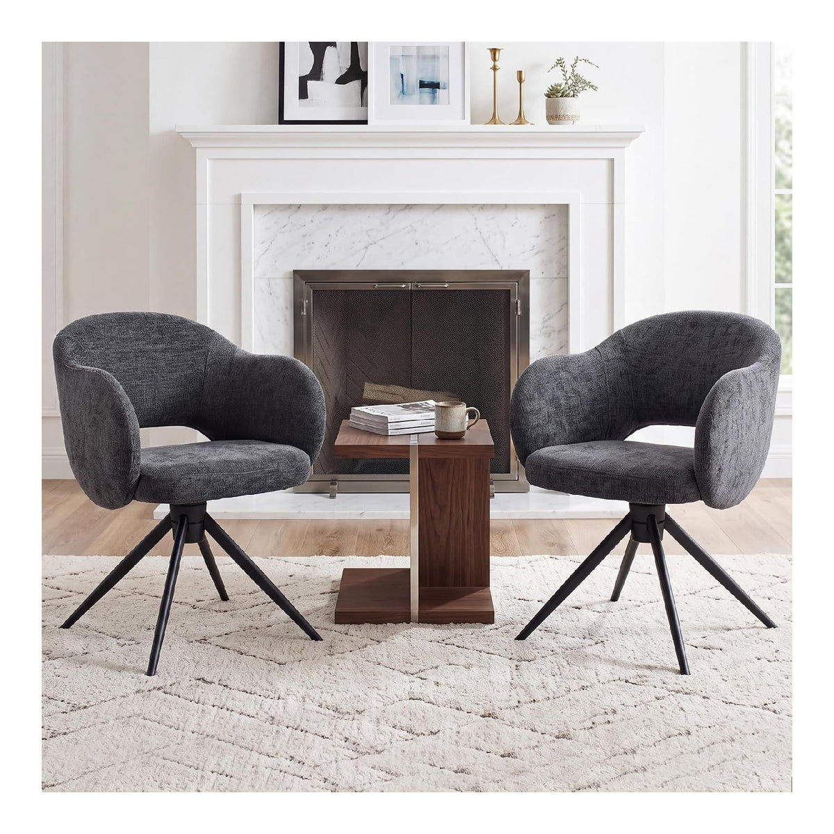 Chaise confortable structure metal gris fonce