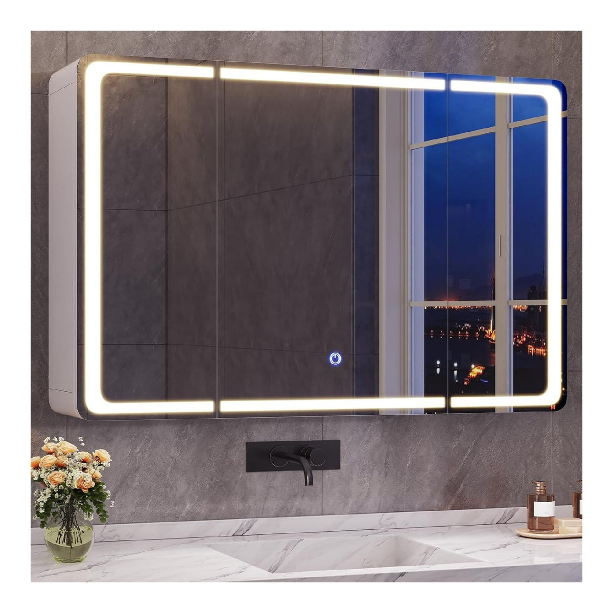 Armoires avec miroir reglable electrique blanc 90x17x60cm