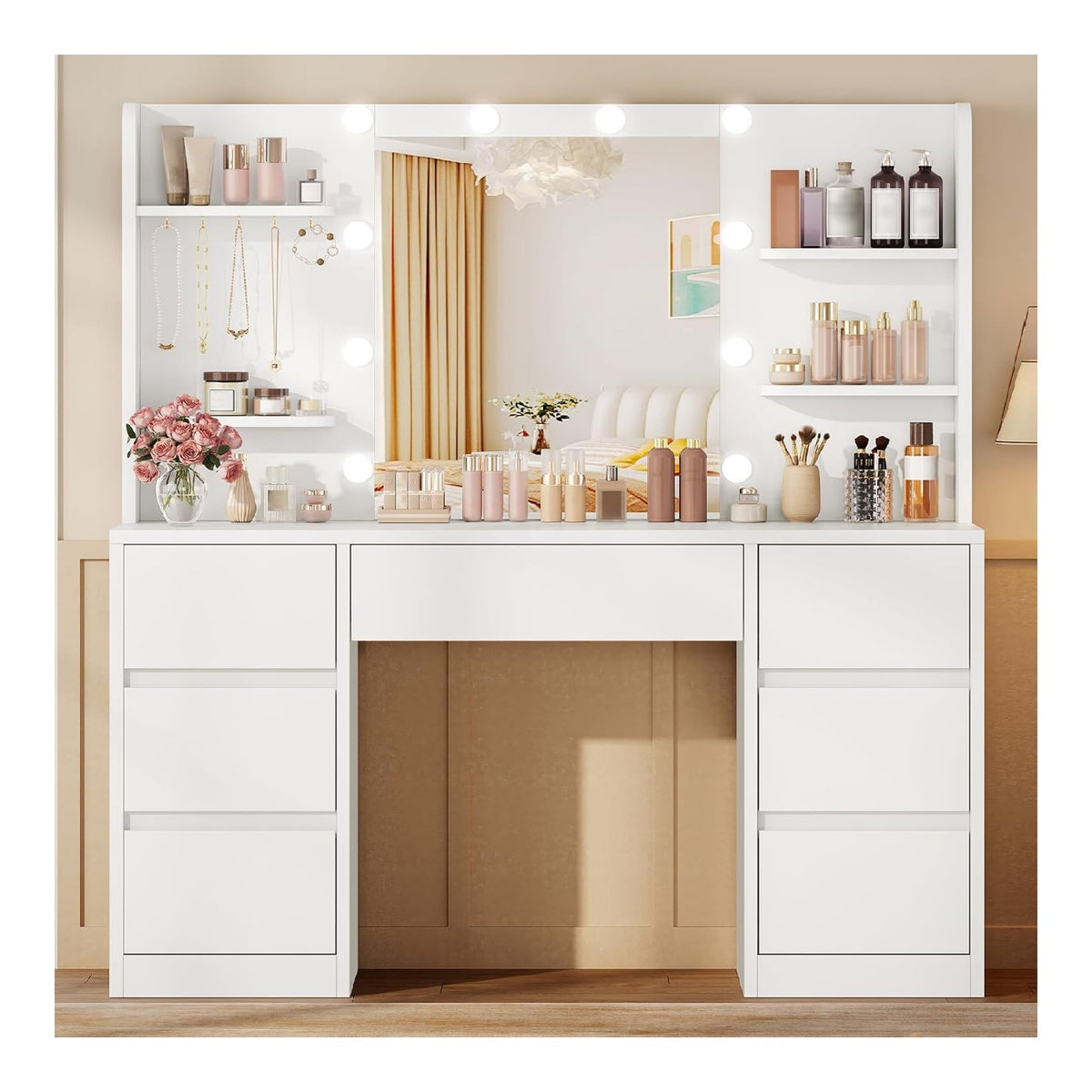 Coiffeuses reglable avec tiroirs blanc 40 x 107 x 140 centim