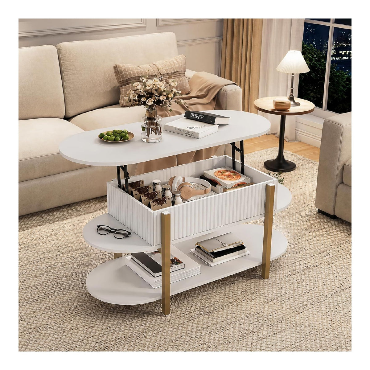 Table basse blanc 106 x 44 x 50