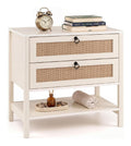 Table de chevet avec tiroirs avec rangement ferme chene 68 x 40 x 25,5 cm