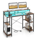 Bureau fonctionnel reglable avec rangement ferme marron