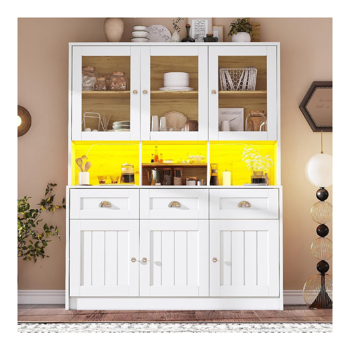Buffets, credences et vaisseliers reglable avec tiroirs transparent
