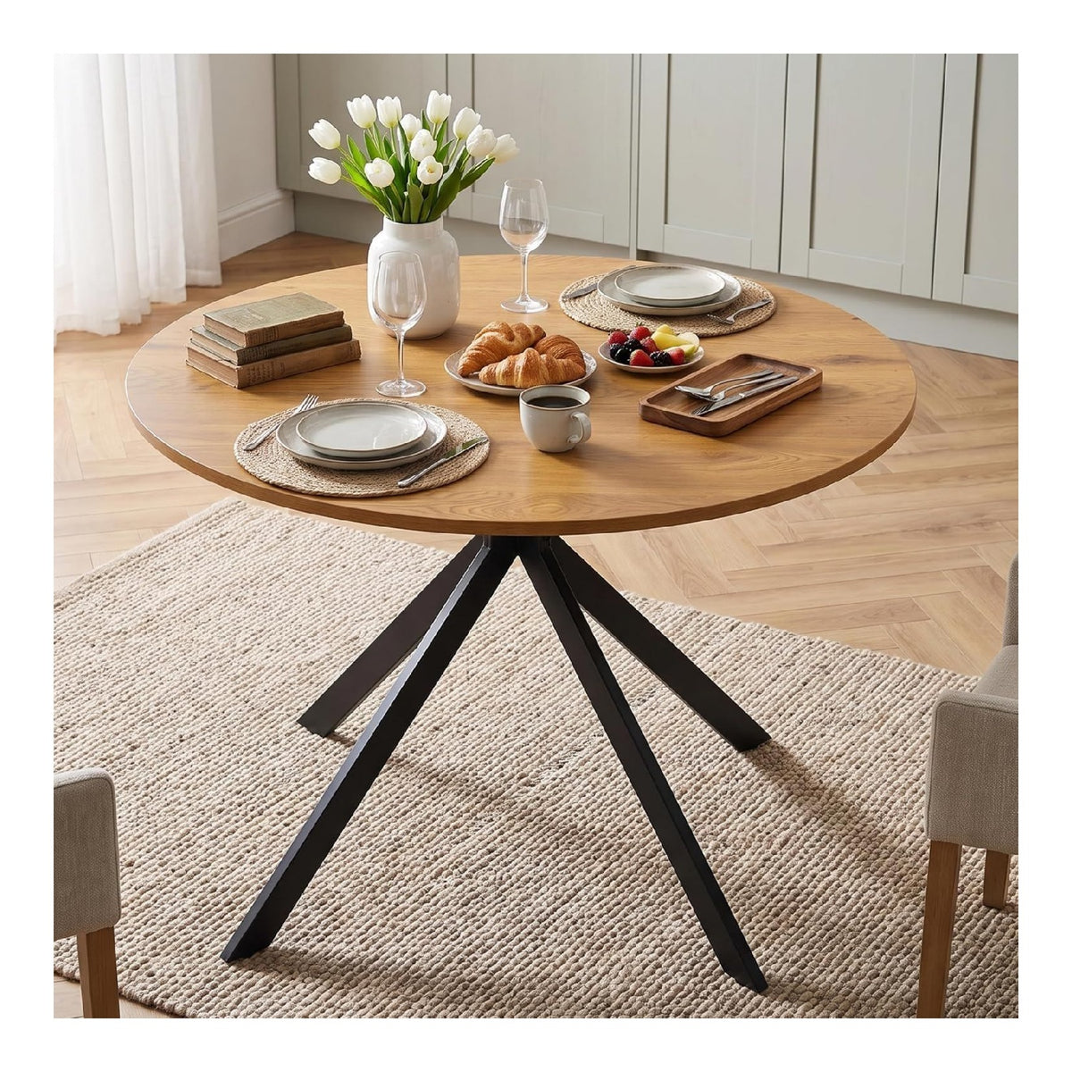 Tables finition bois structure metal chene 100x100x75cm