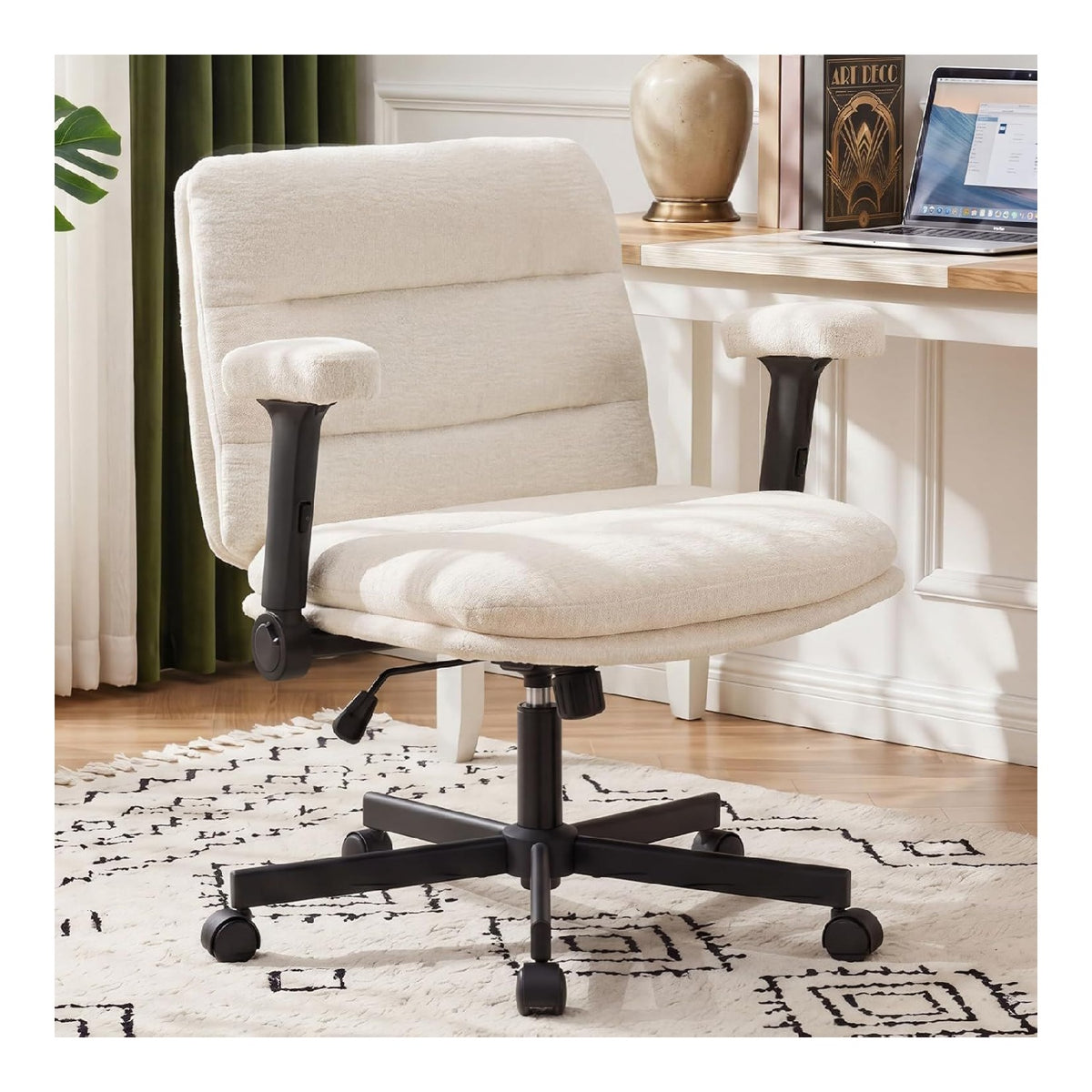 Chaise confortable reglable sur roulettes beige