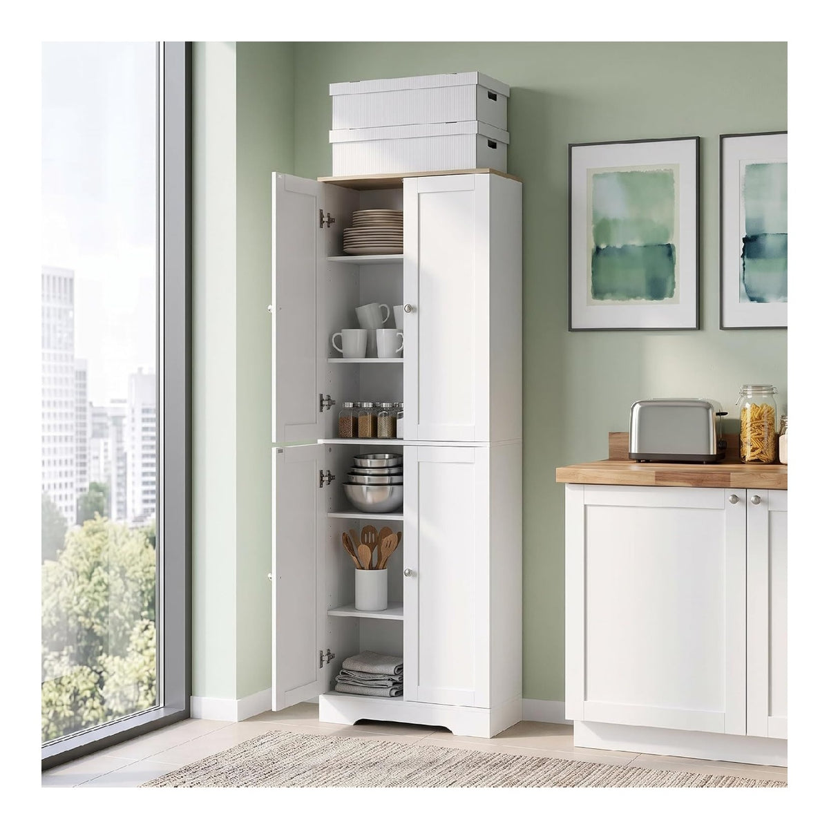 Buffets, credences et vaisseliers reglable blanc