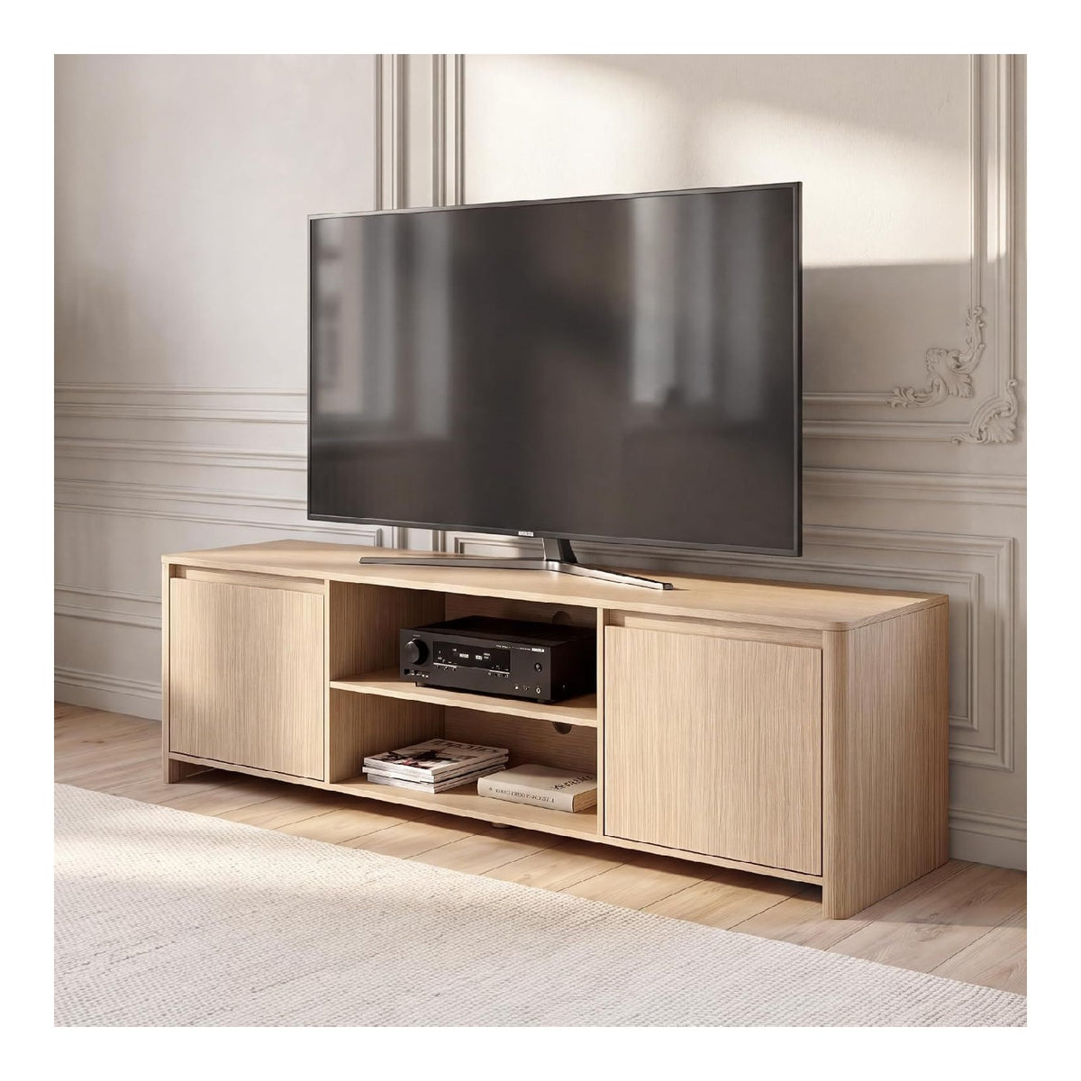Banc TV avec rangement ferme chene