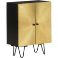 Buffet en bois massif de manguier 55 x 30 x 75 cm avec compartiments de rangement, meuble pratique pour cuisine et salon