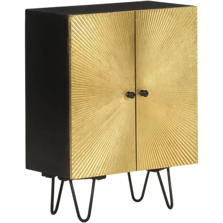Buffet en bois massif de manguier 55 x 30 x 75 cm avec compartiments de rangement, meuble pratique pour cuisine et salon