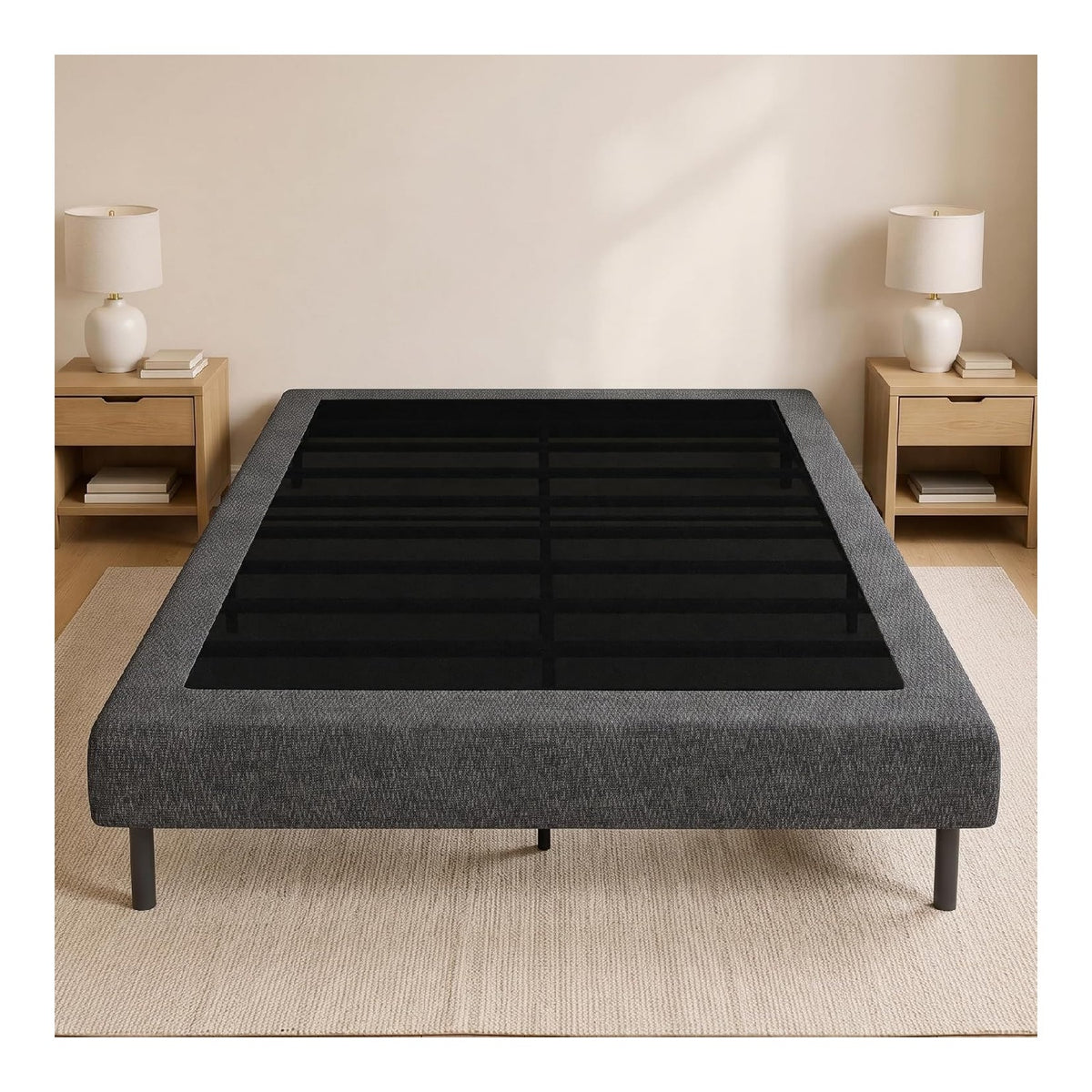 Cadres de lit avec rangement ferme finition bois gris