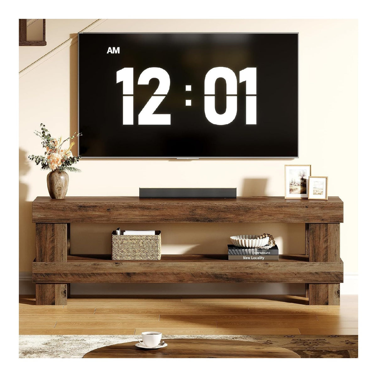 Banc TV finition bois marron