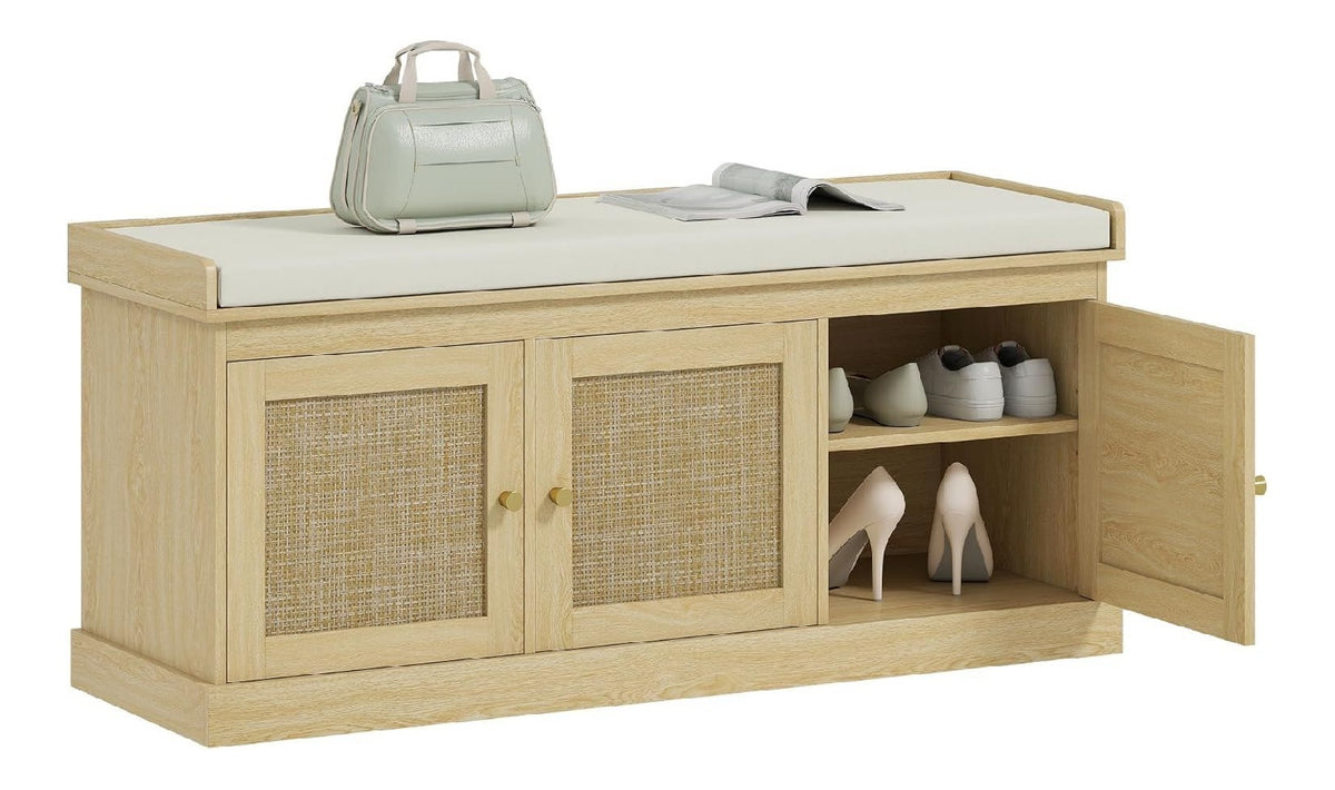 Bancs de rangement reglable avec rangement ferme chene