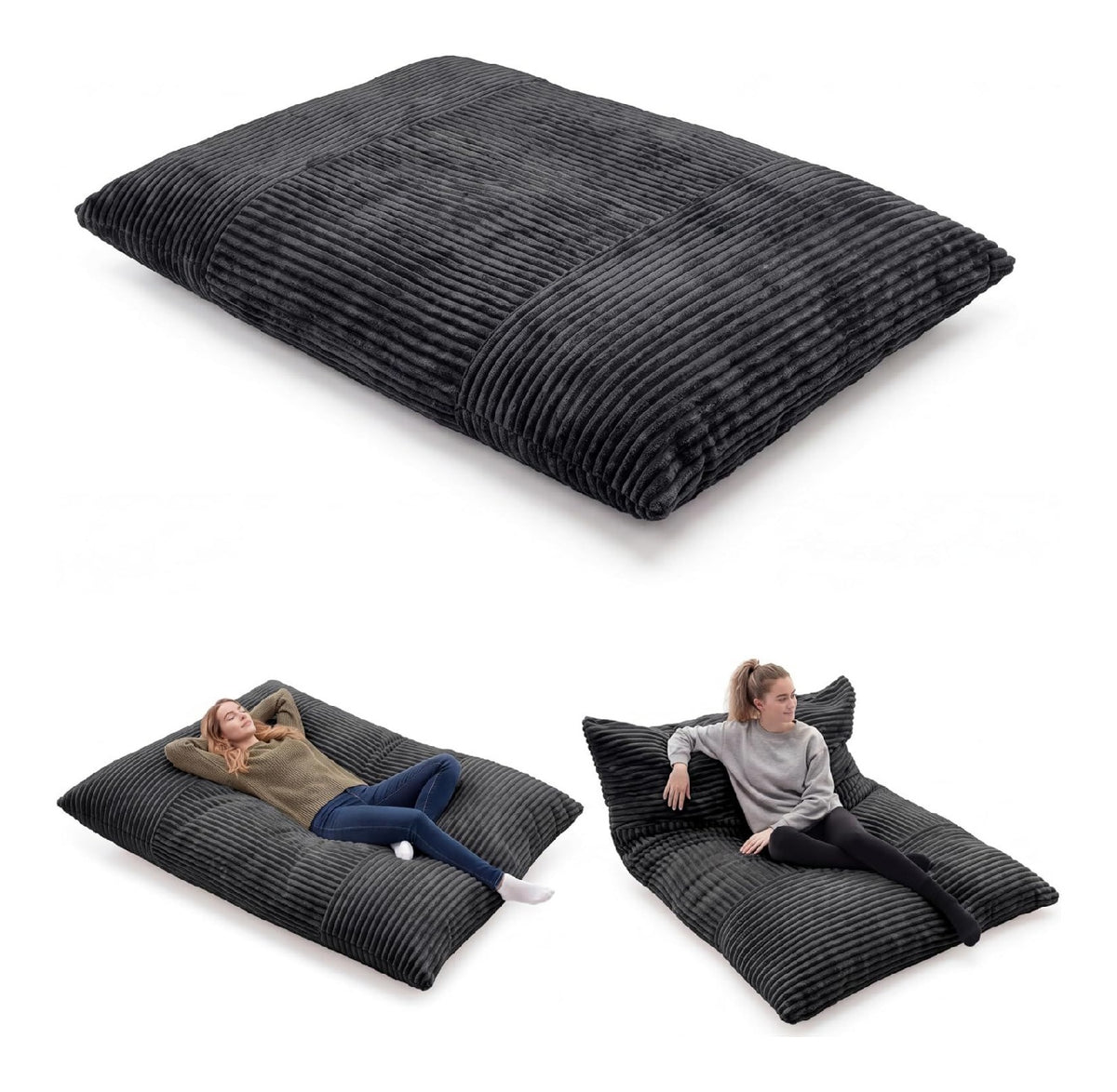 Fauteuils poire avec rangement ferme revetement velours gris