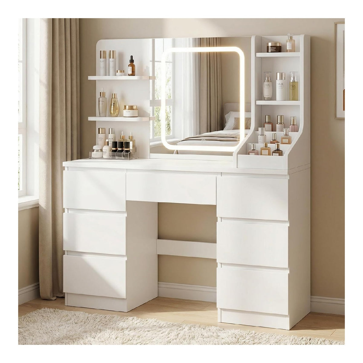 Coiffeuses reglable avec tiroirs blanc 110x40x139 cm